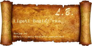 Ligeti Boglárka névjegykártya
